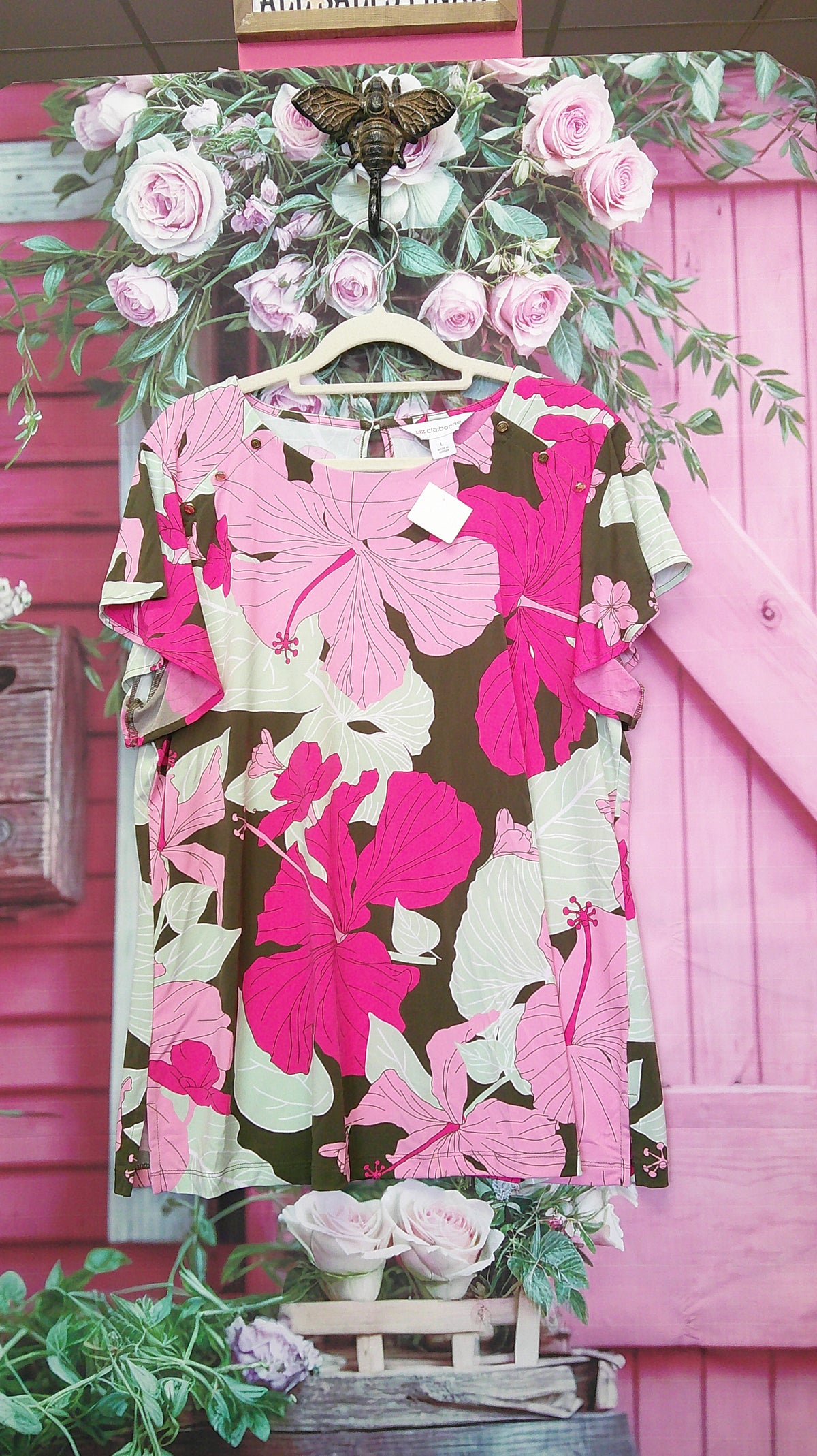 (D) Liz Claiborne Pink Floral L9/18/26