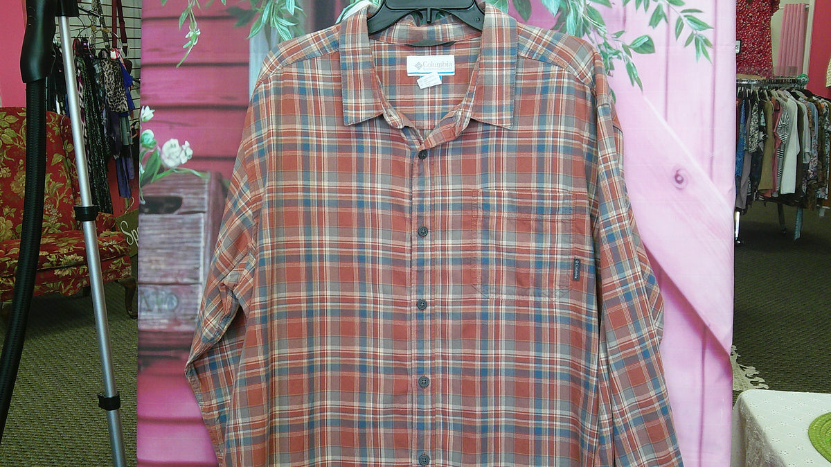 (D) Columbia Plaid Mens Shirt XL 10/14/26