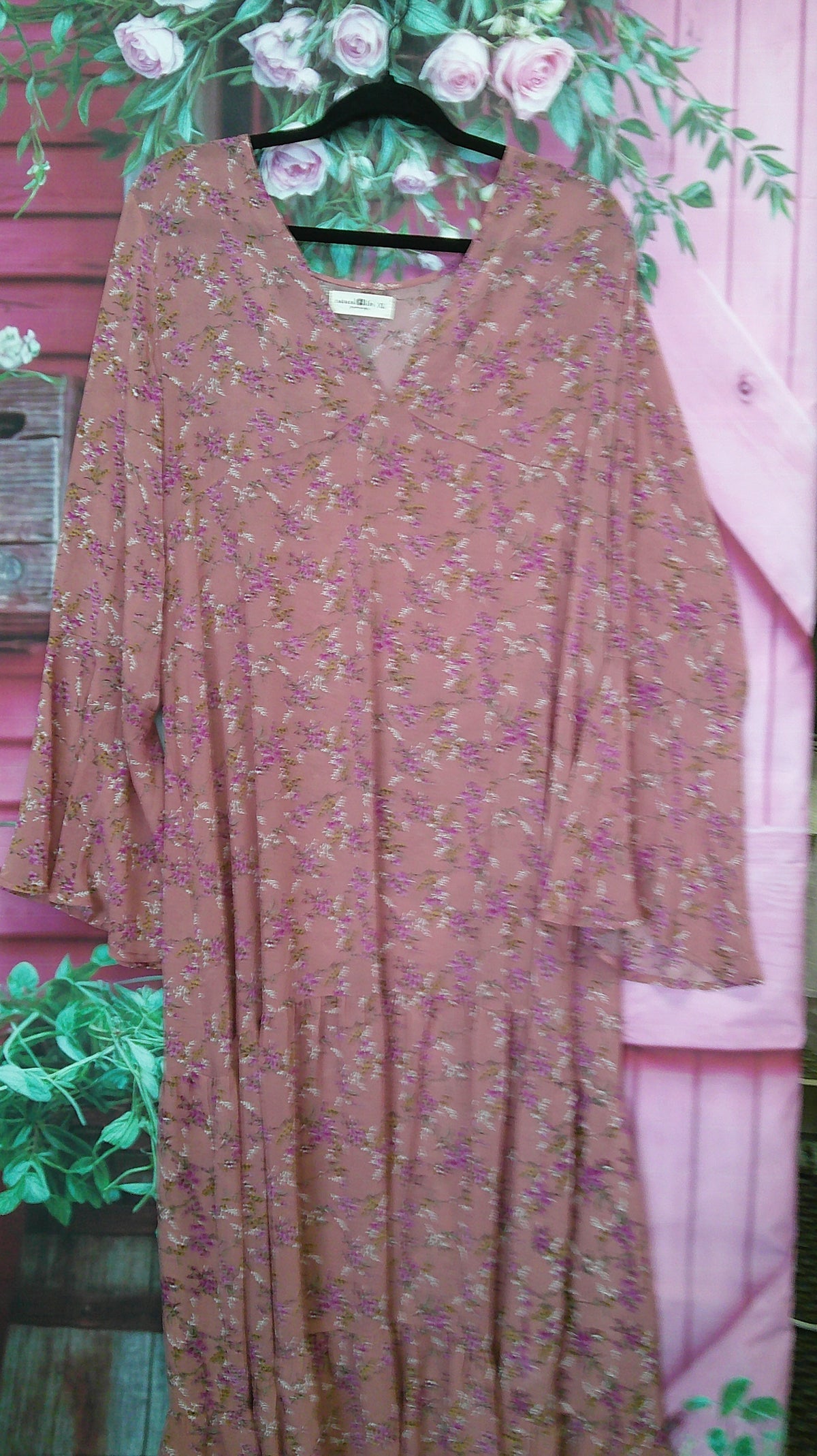(P) Natural Life dusty pink floral dress XL 10/8/26