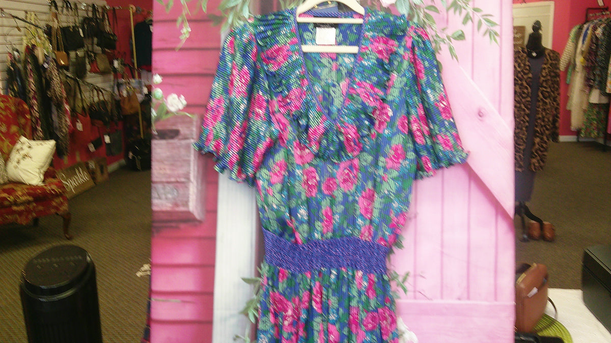 (D) Diane Fres Blue Floral Dress S 9/18/26 ebay