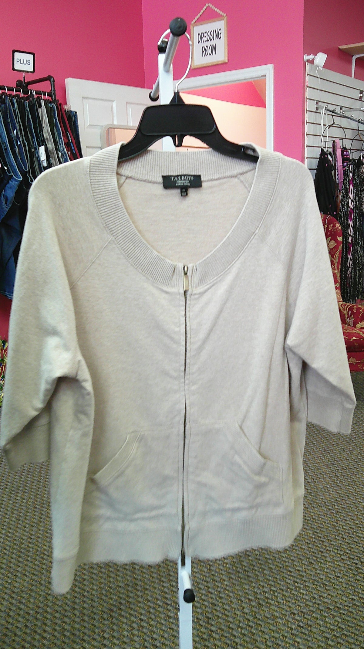 (P) Talbots 1X cream zip cardigan 10/22/26