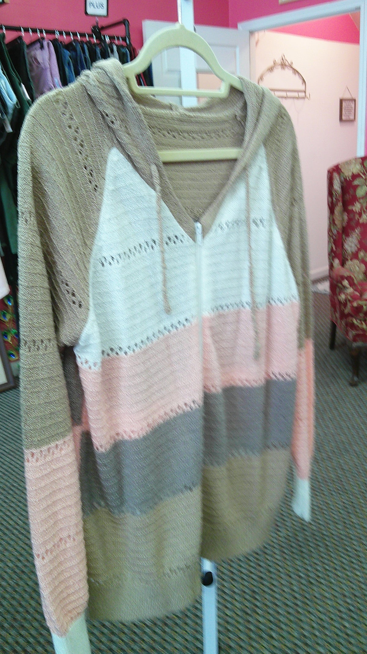 (P) Striped zip sweater M 10/22/26