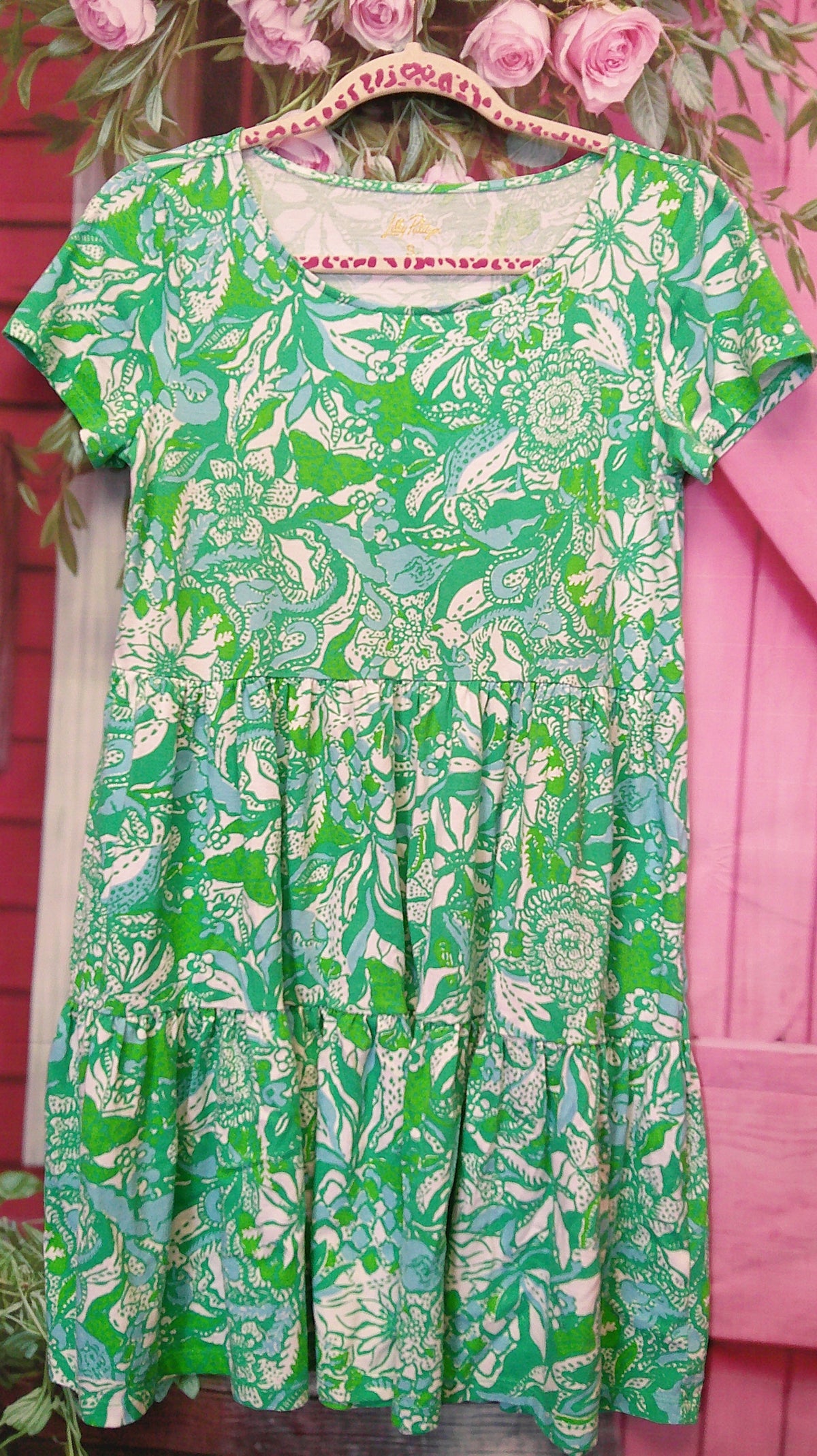(D) Lilly Pulitzer green & blue S dress 9/10/26