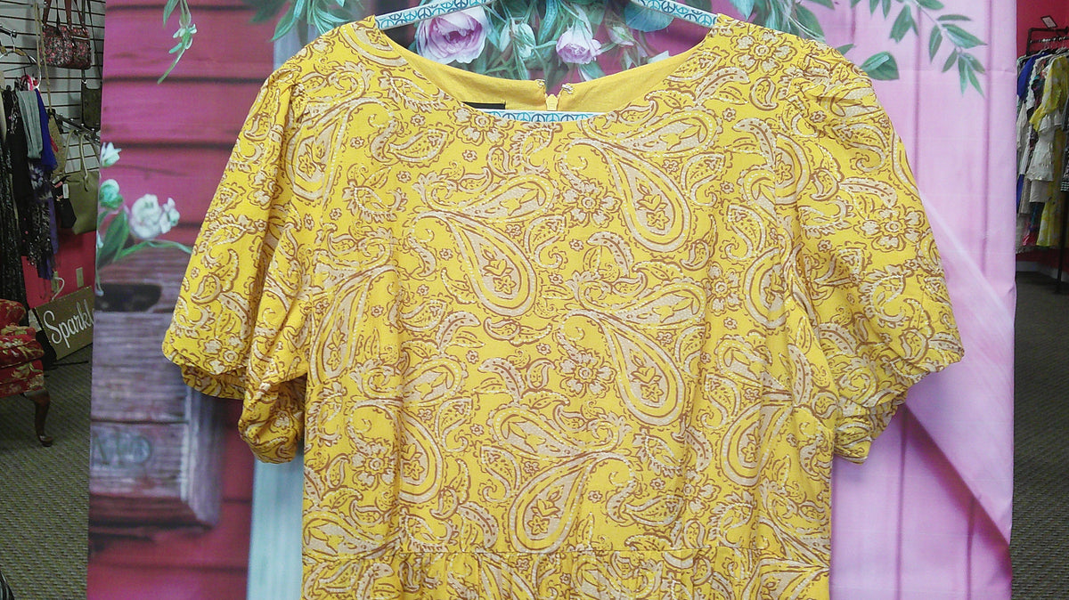 (D) Talbots Yellow Paisley Dress XL 10/2/26