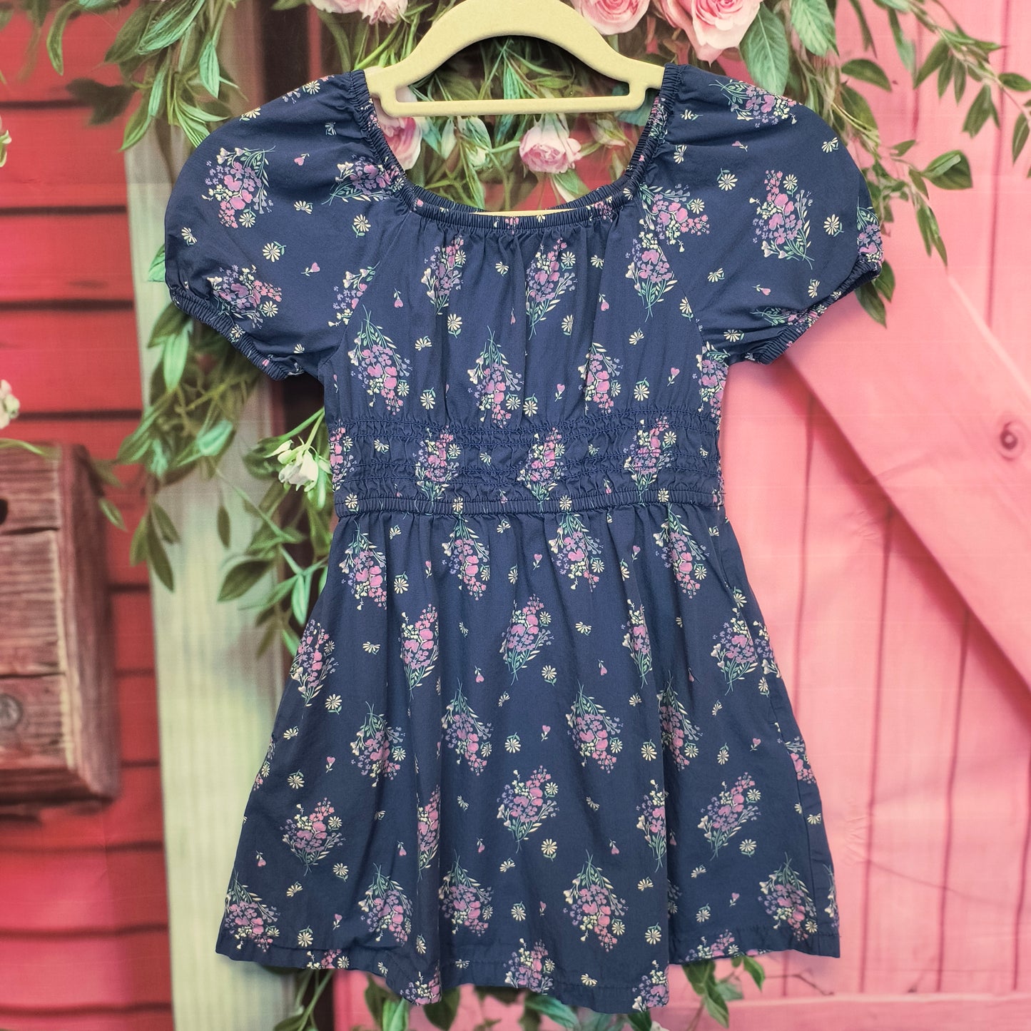 Blue floral girls dress 4/5 7/18/26