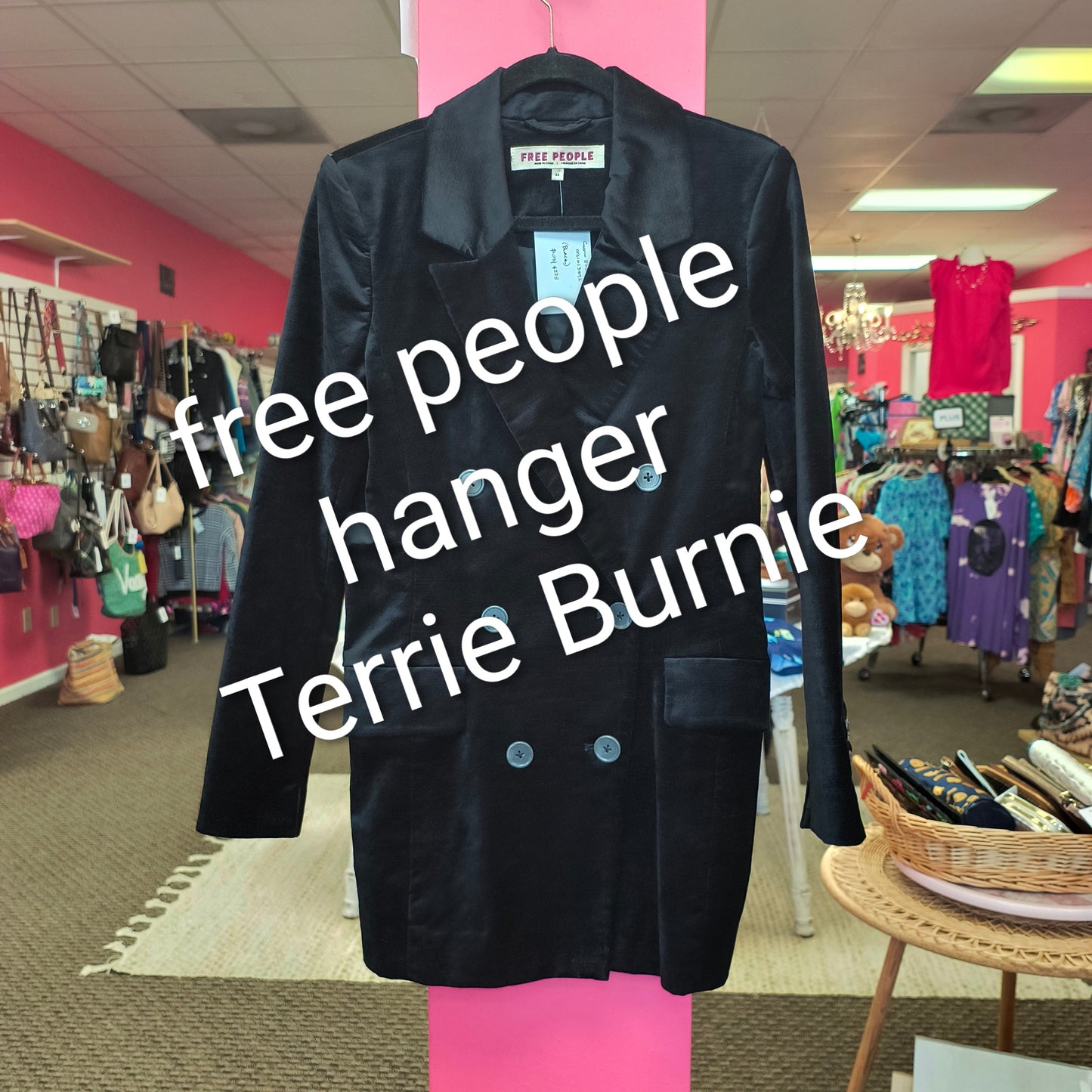 Free People Cosmo Velvet Double- Breasted Blazer Black Women's XS eBay