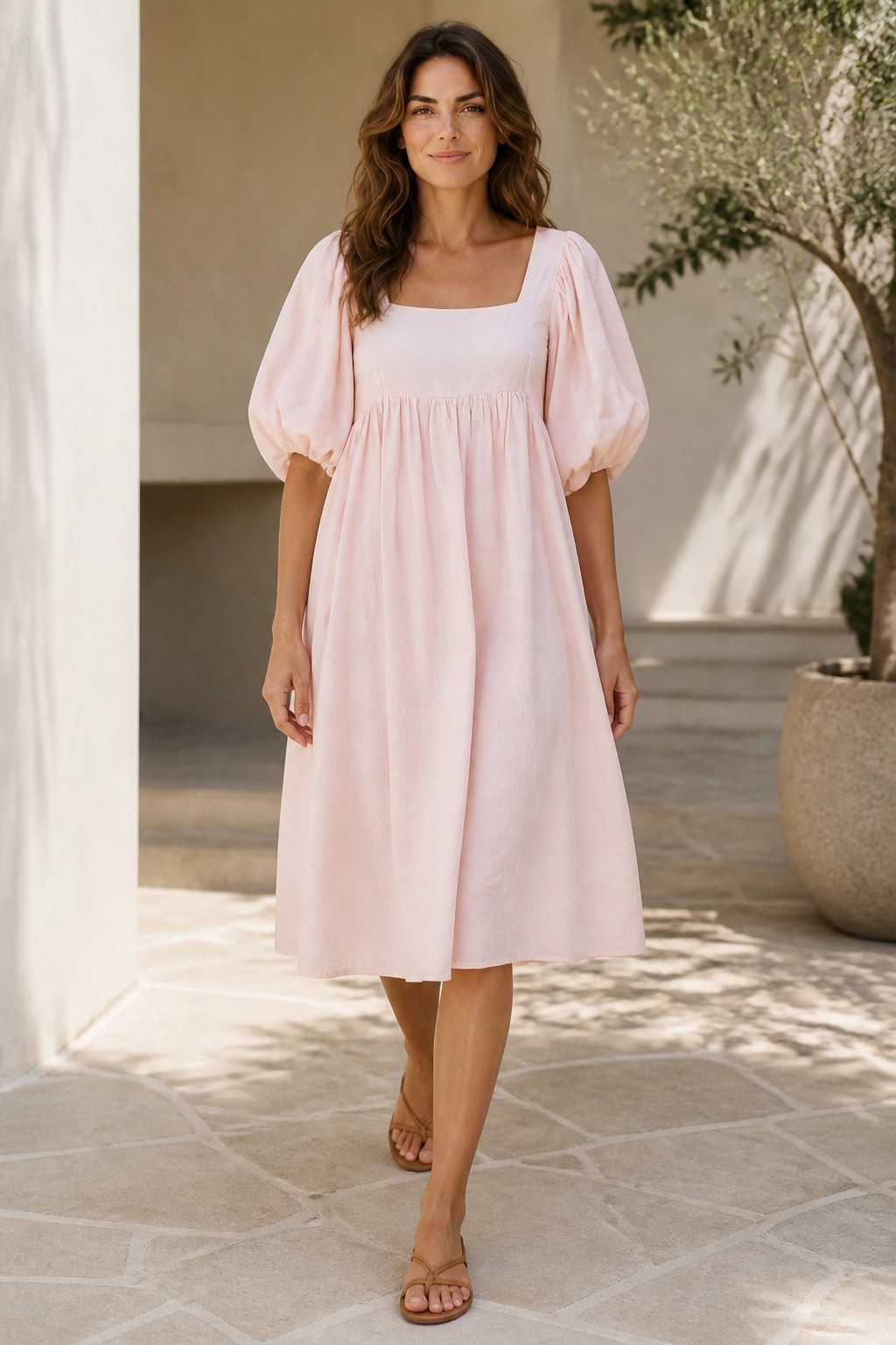 Pink puff sleeve dress M 7/24/26
