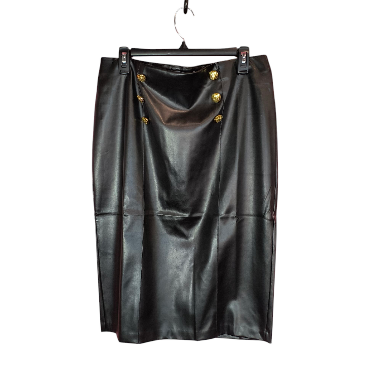 NYCC Black Pencil Skirt with Faux Leather large