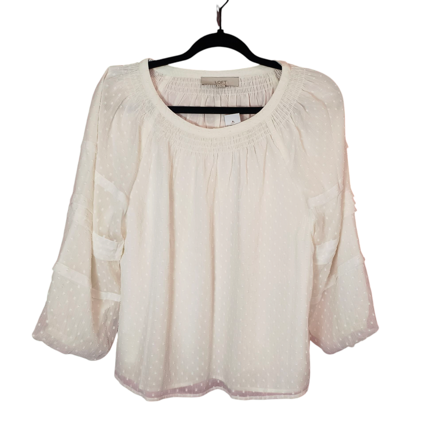 Loft cream swiss dot blouse small