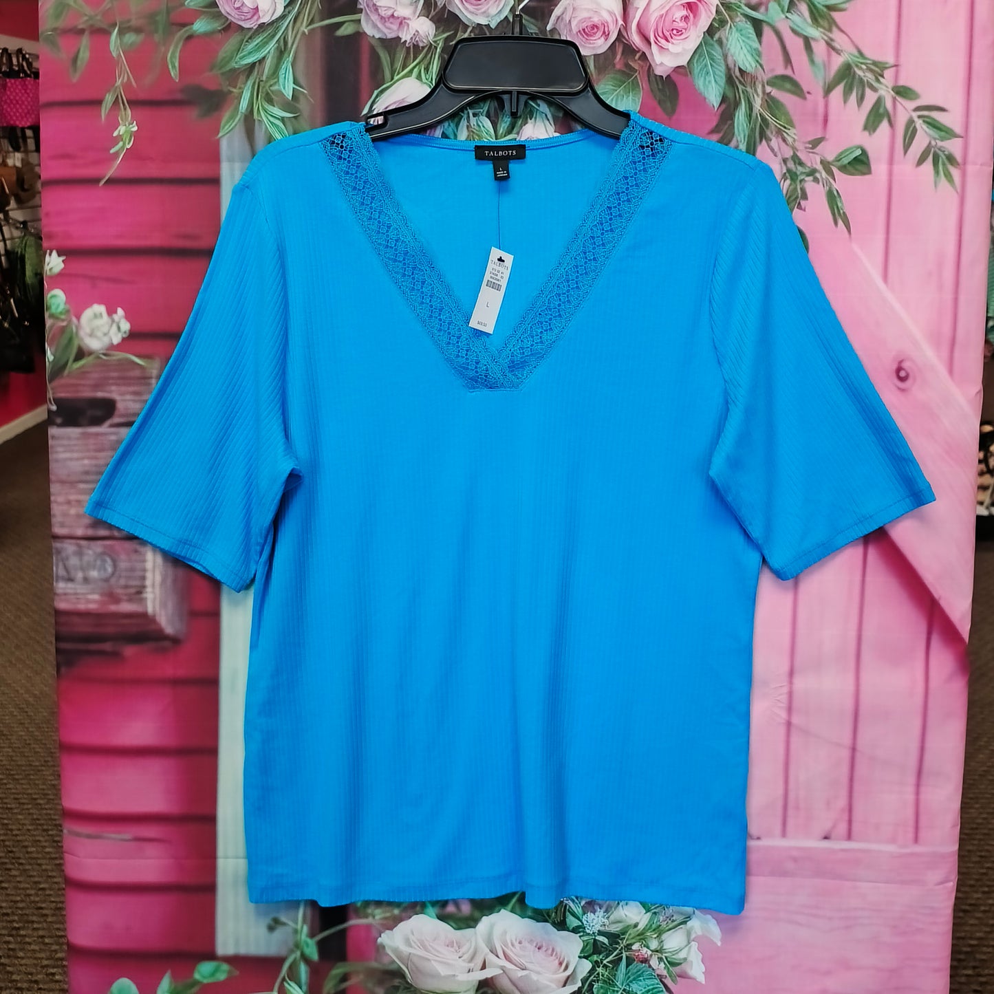 Talbots blue top L 8/6/26