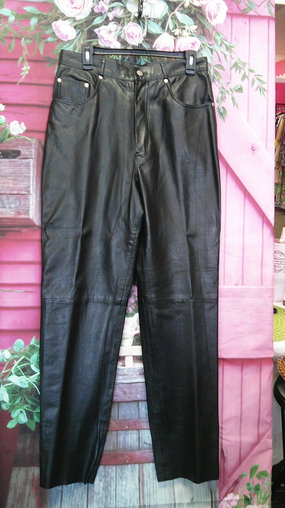 (D) Saguaro Black Leather Pants 14  9/9/26