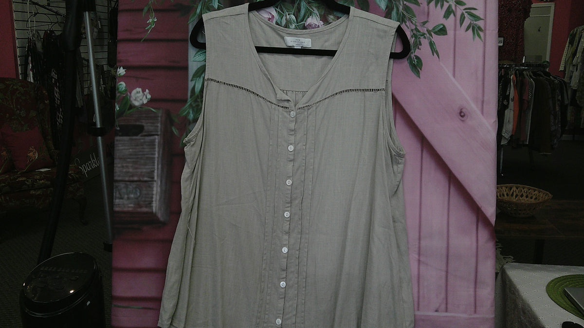 (P) New Direction Sleeveless Linen Top 2X v
