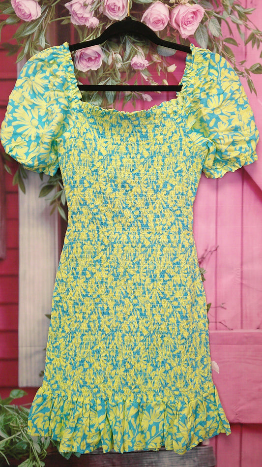 (D) Maaji blue & yellow M dress 9/10/26