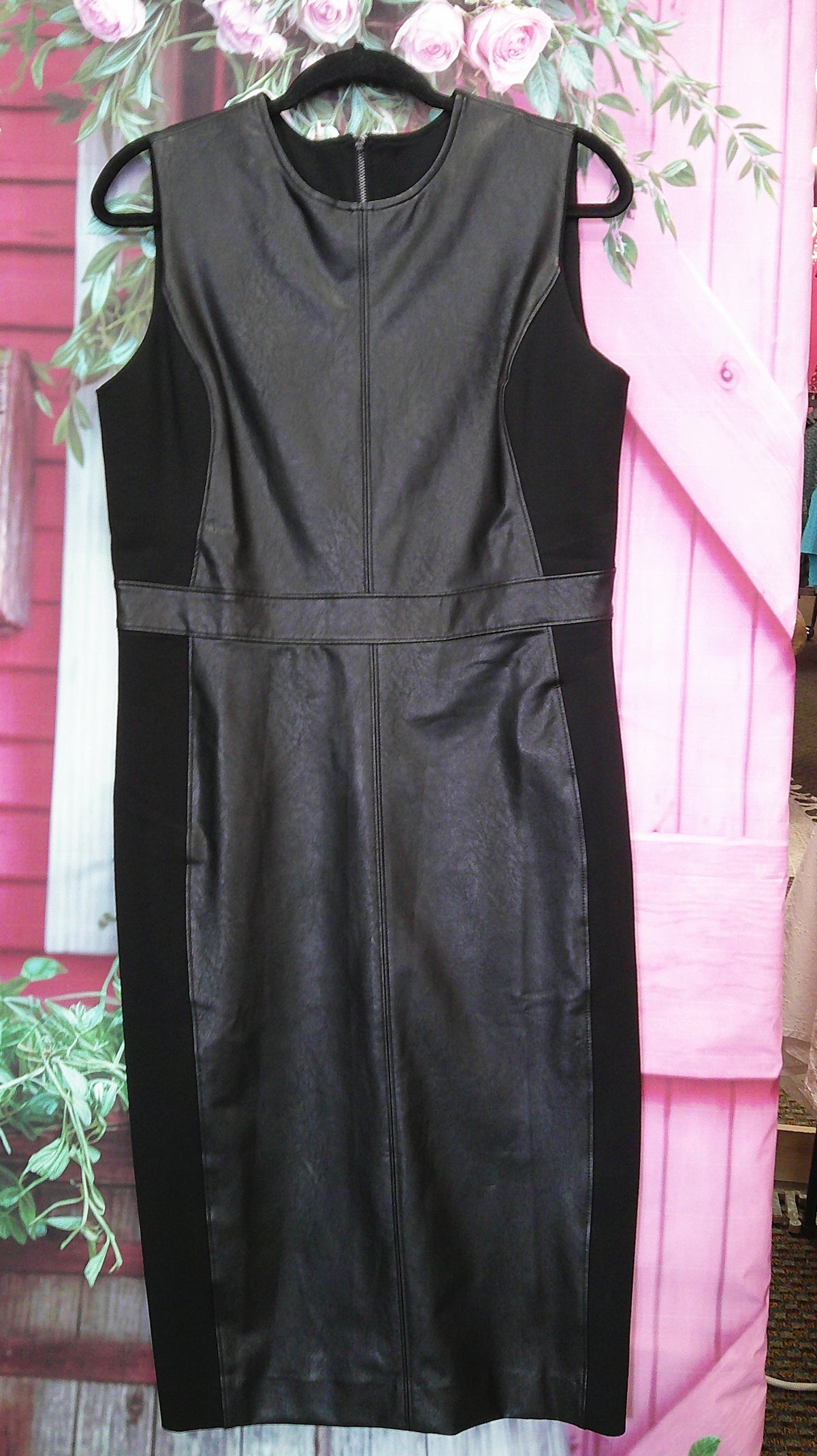 (P) SPANX Black faux leather L Dress 10/8/26