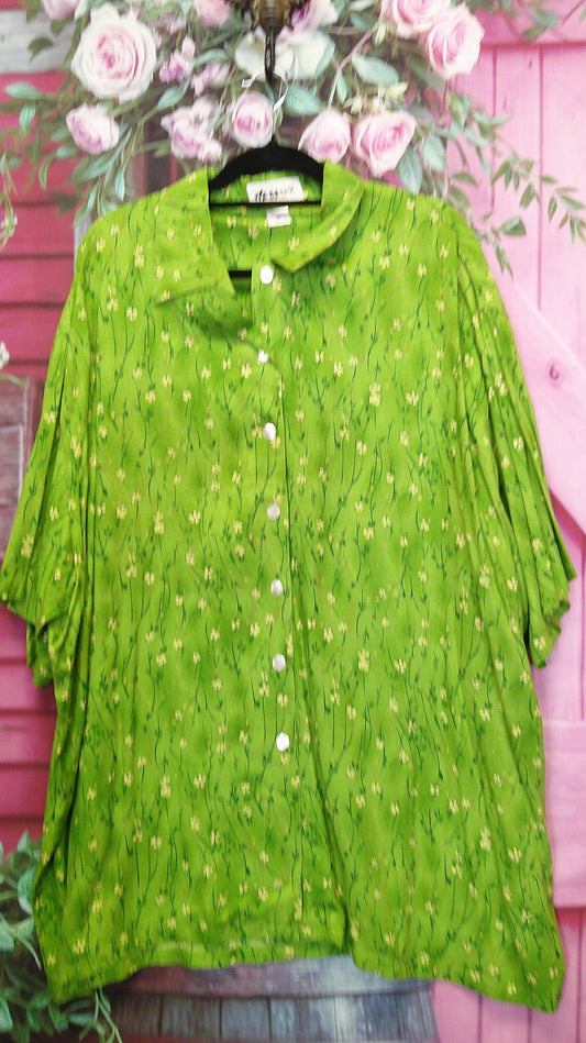 We Be Bop Green Blouse 3X 8/29/26