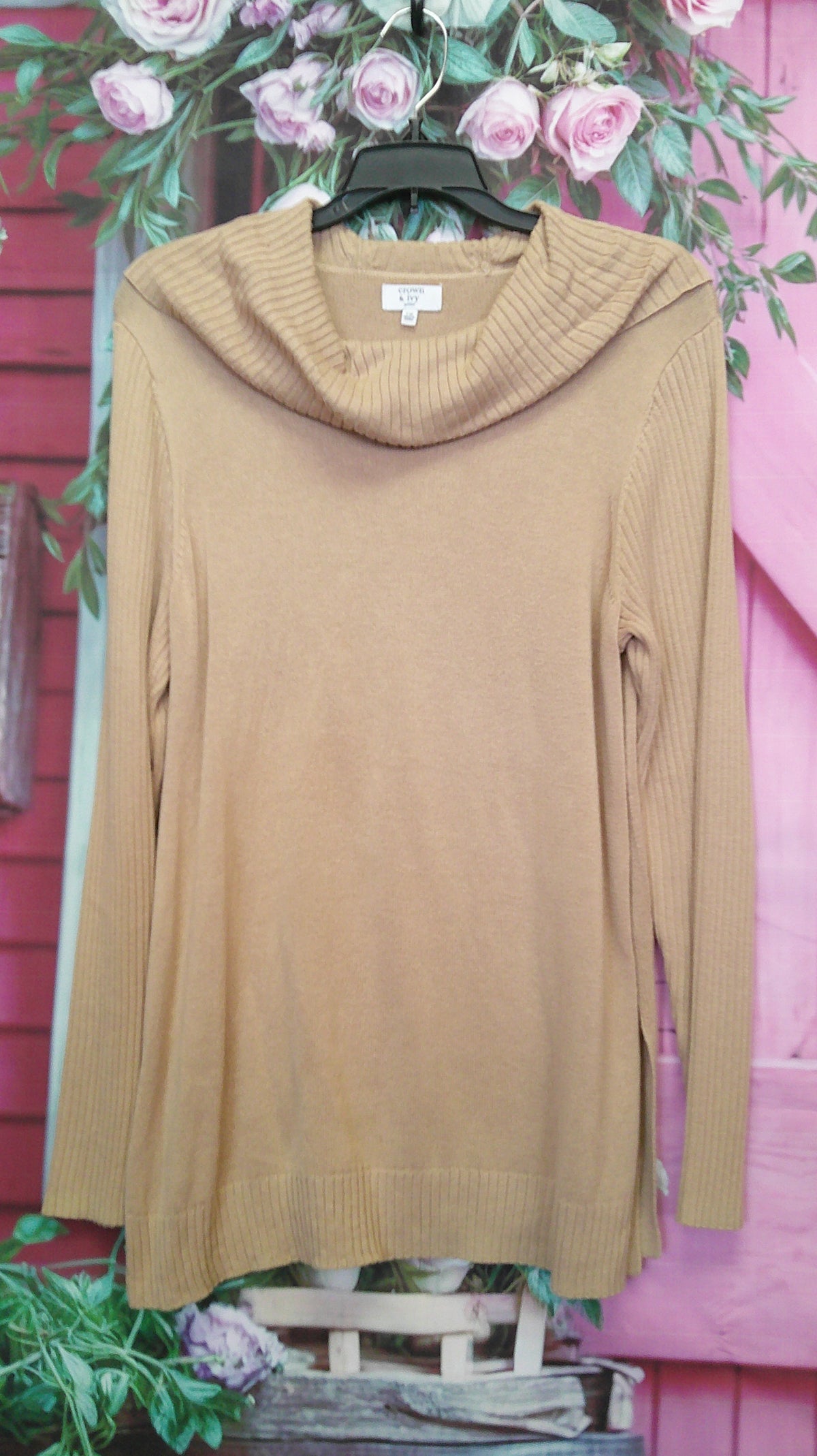 (D) Crown & Ivy tan PM ribbed sweater 10/15/26