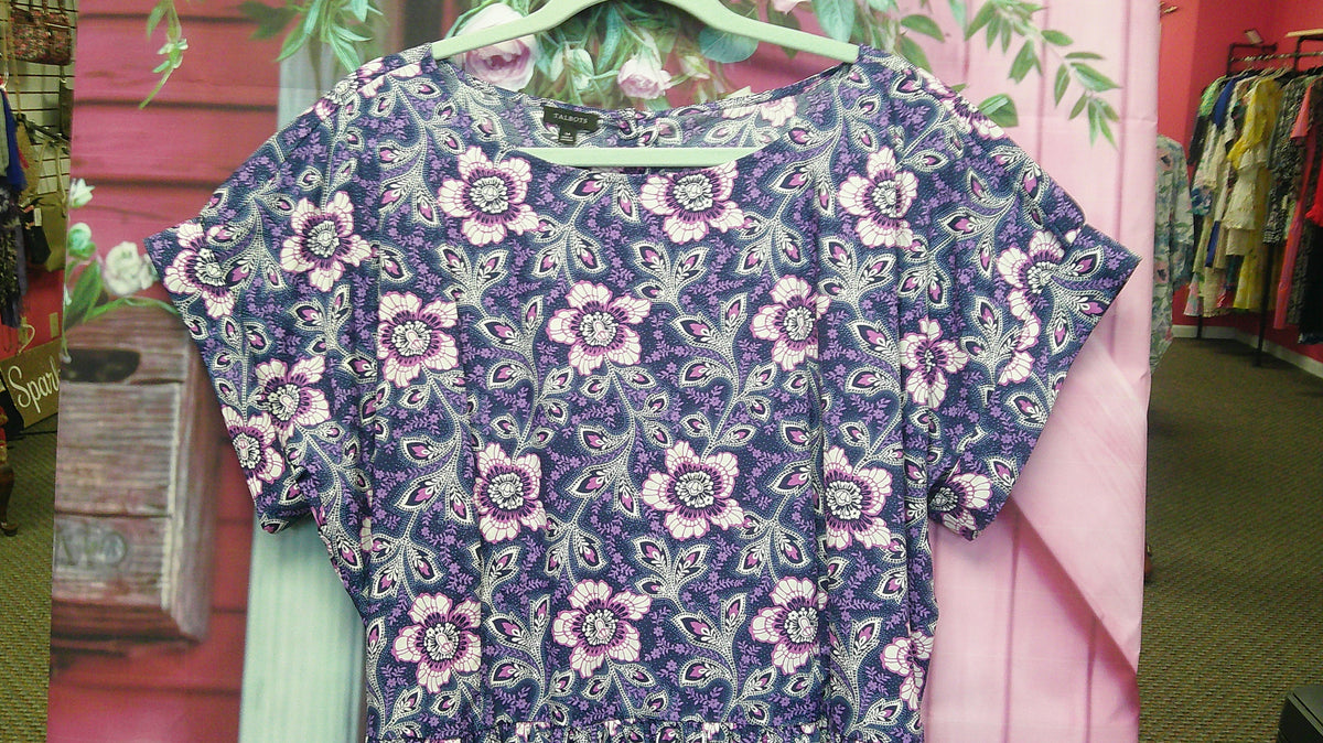(D) Talbots Blue Floral Dress L 10/2/26