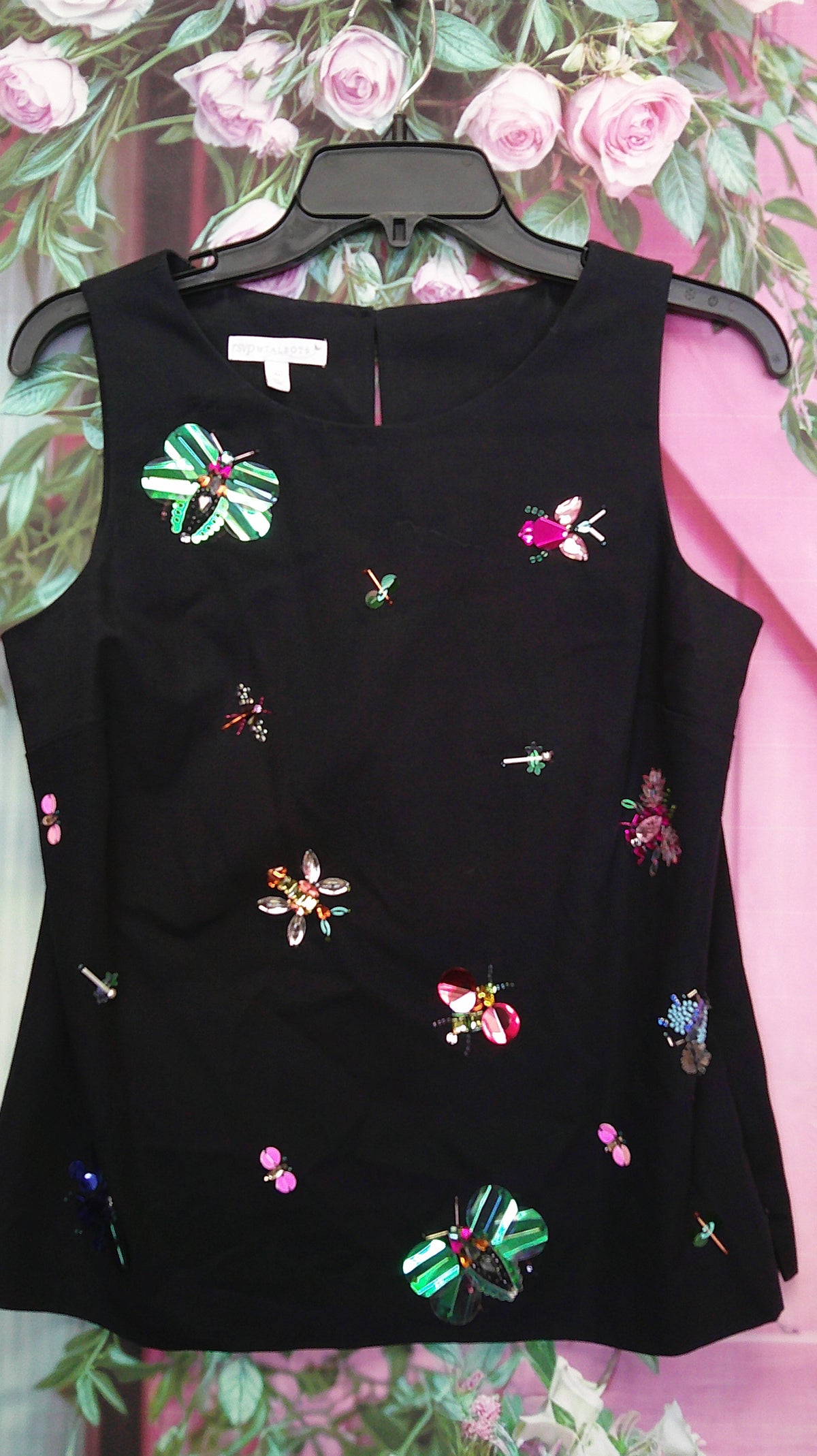 (D) Talbots 4P beaded insect top 10/15/26