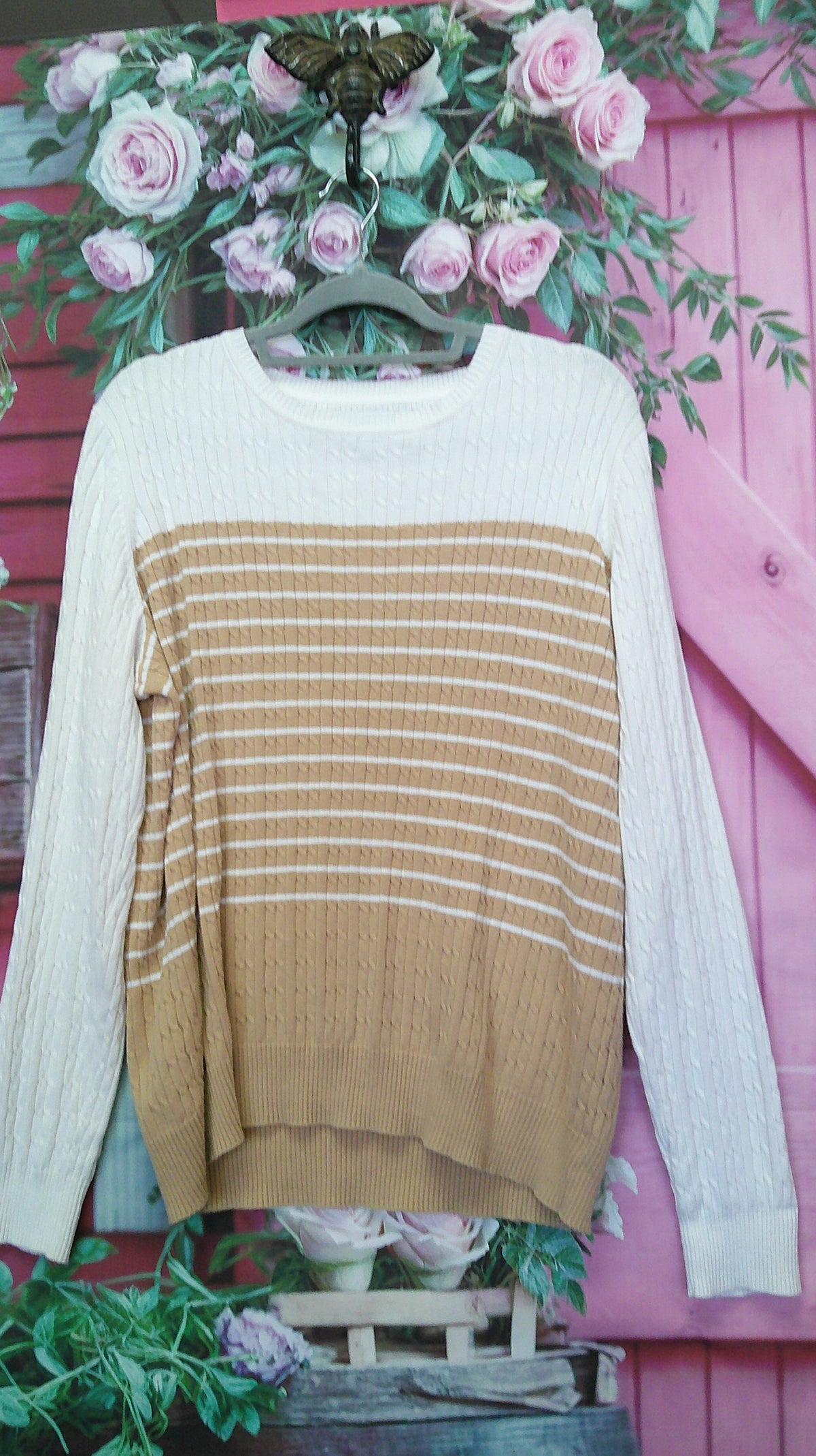 (P) Kim Rogers Tan/Cream Sweater XL 9/18/26