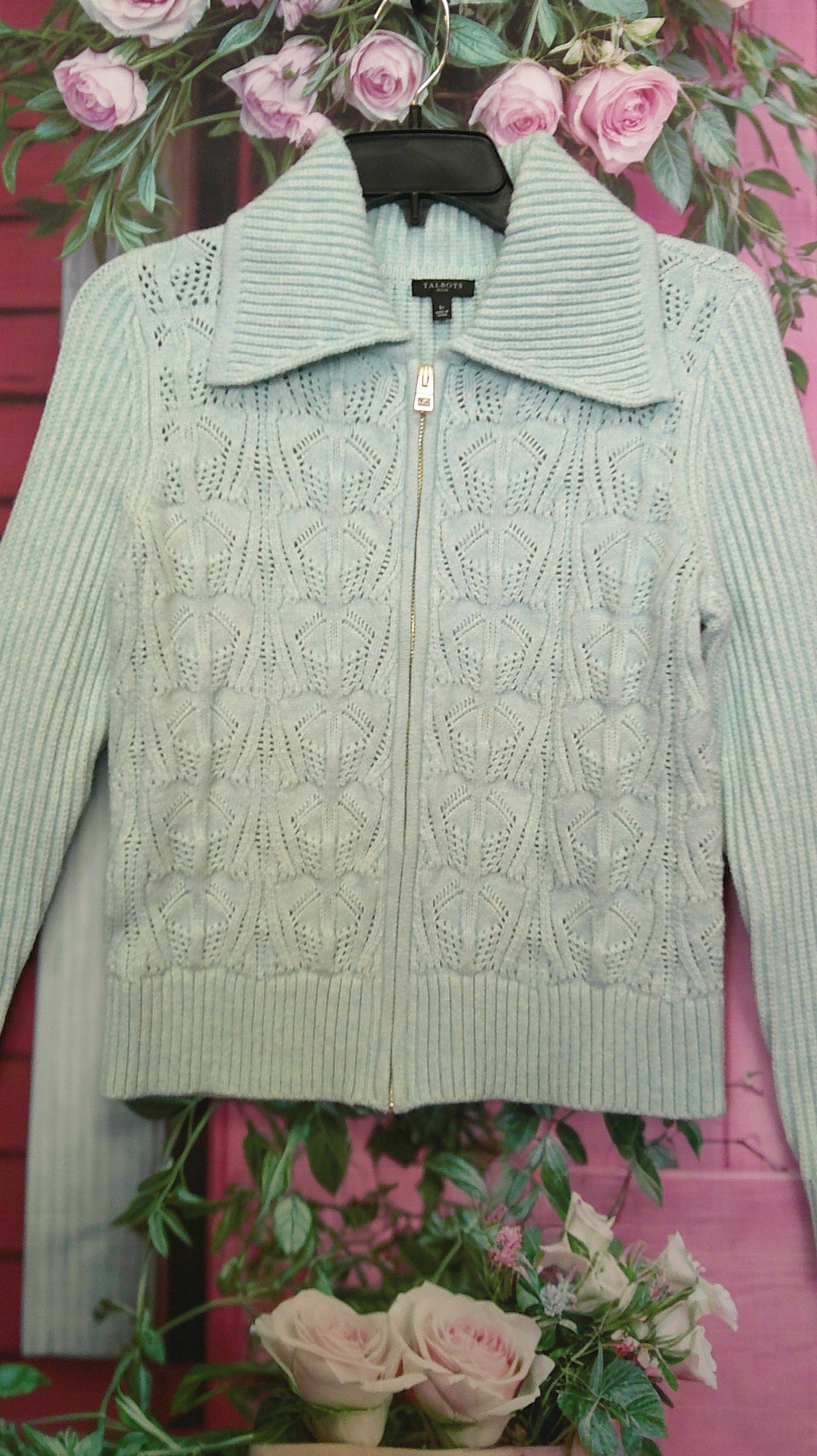 (D) Talbots PS pointelle sweater jacket 10/15/26