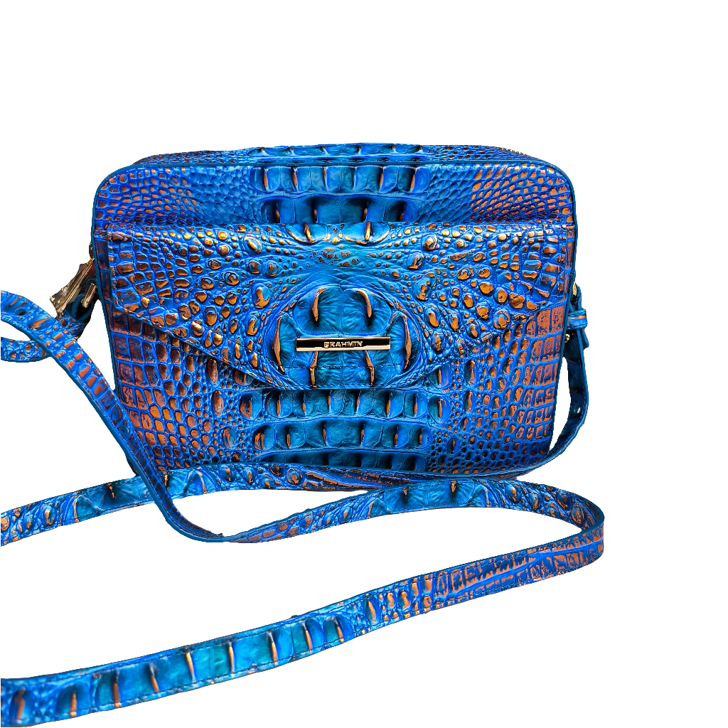 Brahmin blue Peacock Shea Leather Crossbody