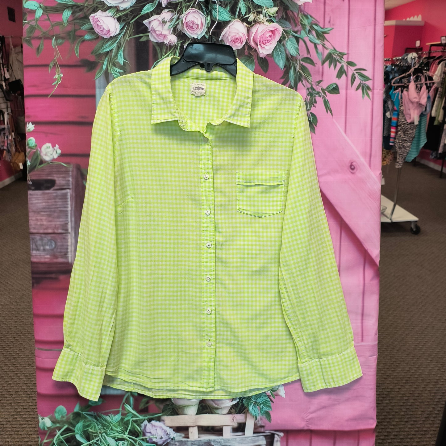 J crew lime green button top L 7/30/26