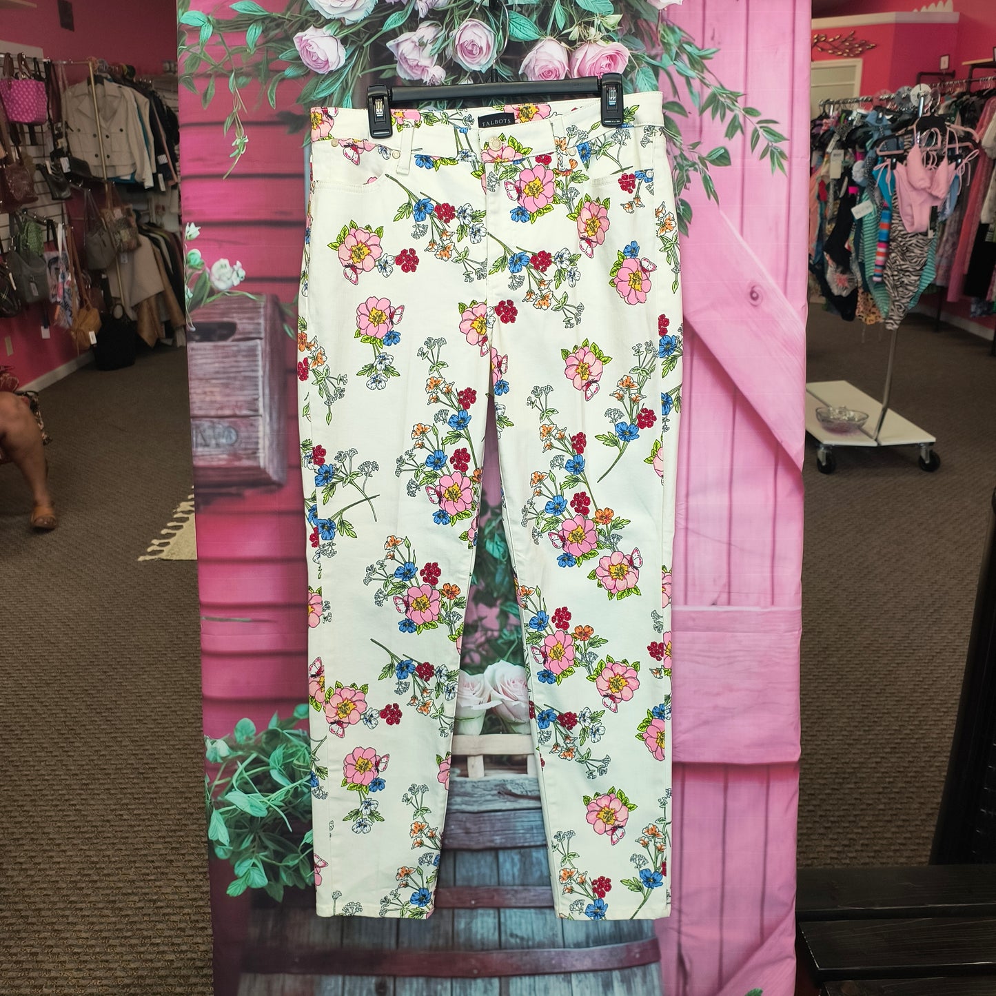 Talbots Floral Slim Ankle Jeans 10 7/30/26