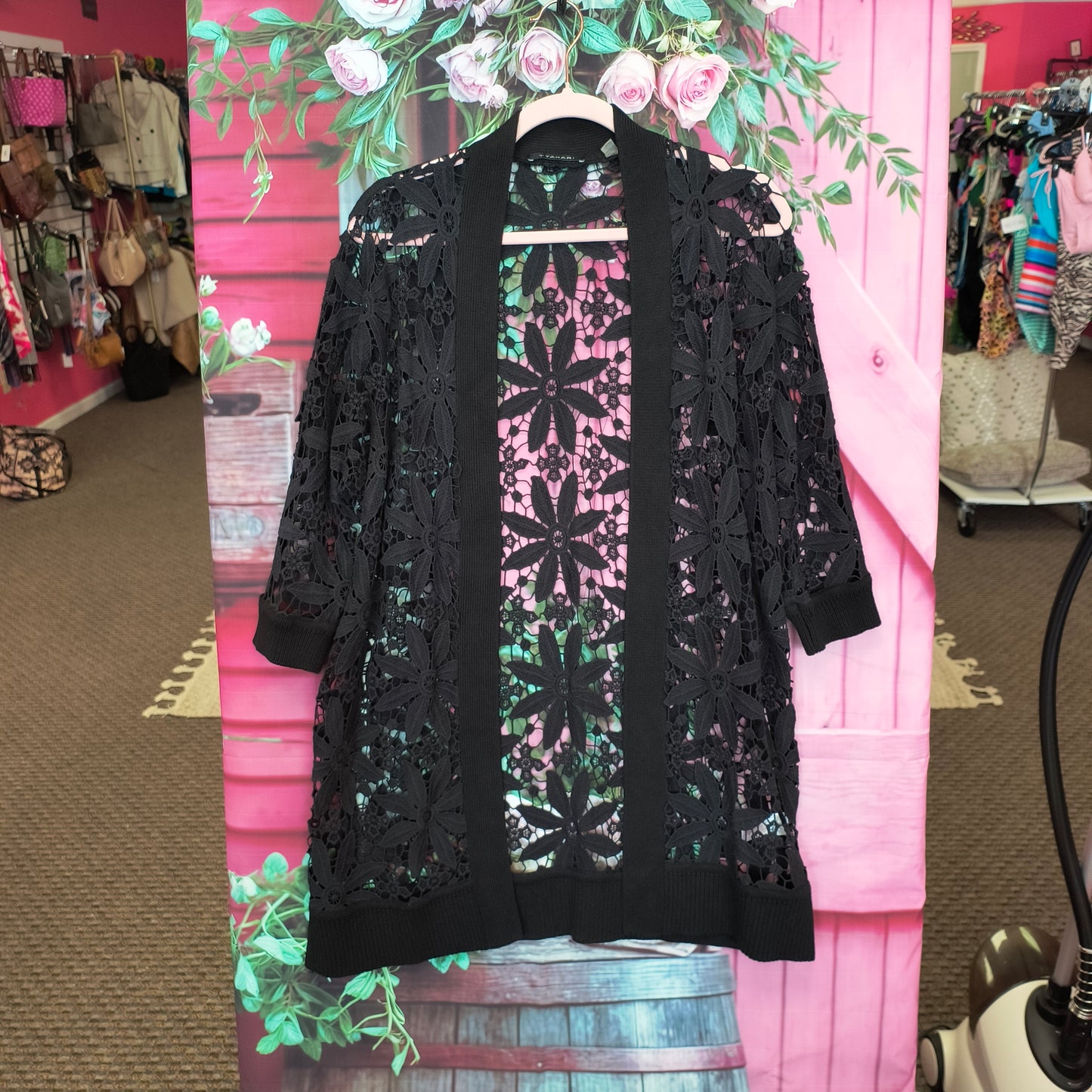 Tahari black cardigan SP 7/24/26