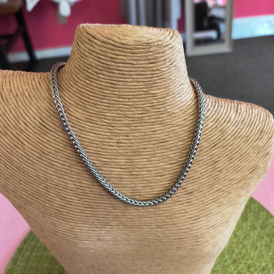 Silver Tone Braided Woven Magnetic Necklace 7/23/26
