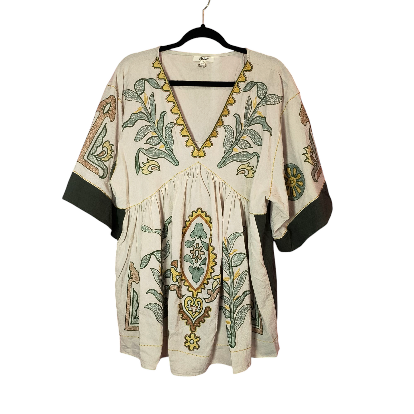 Blue velvet boho tunic top M/L