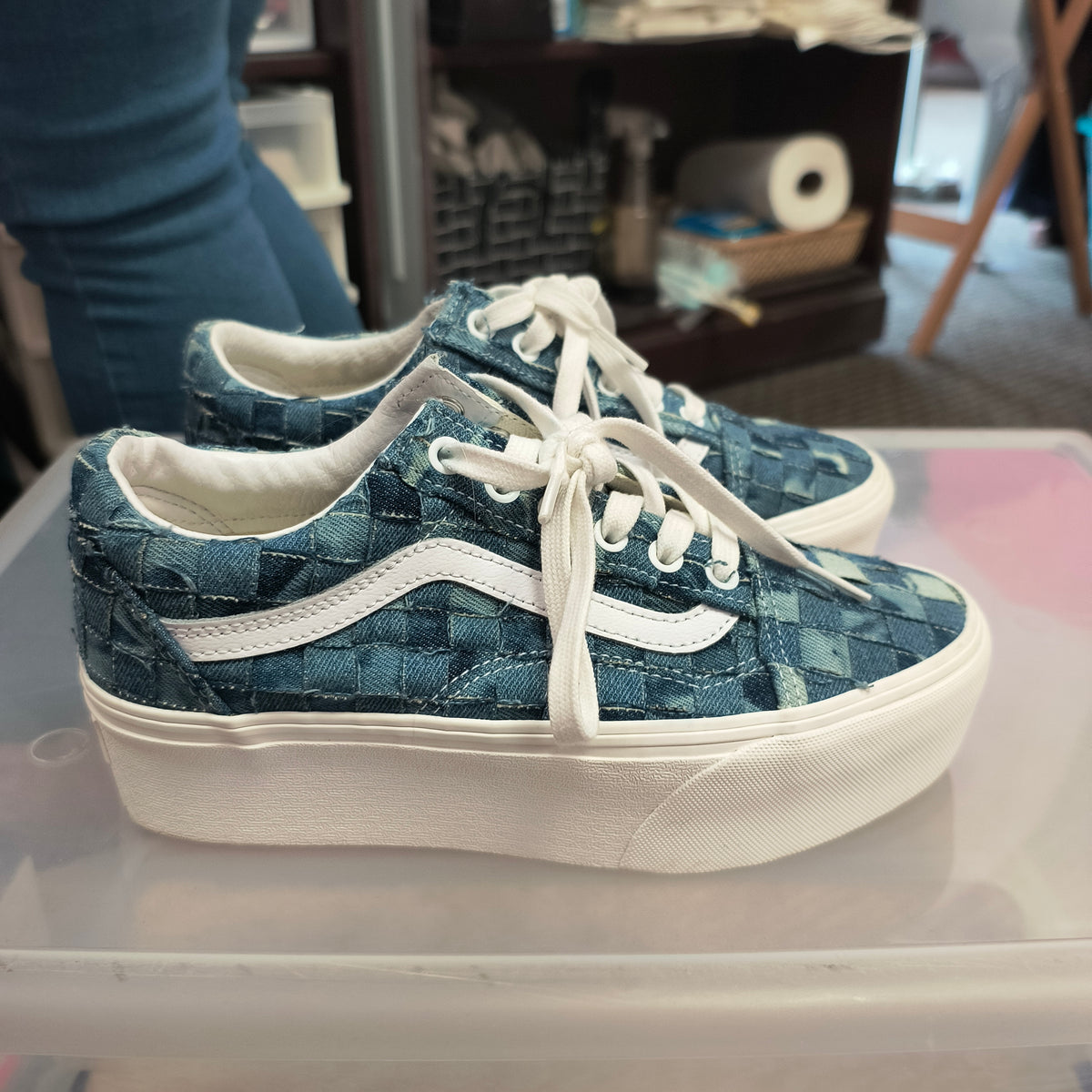 D)VANS Platform Denim shoes 6.5 10/8/26