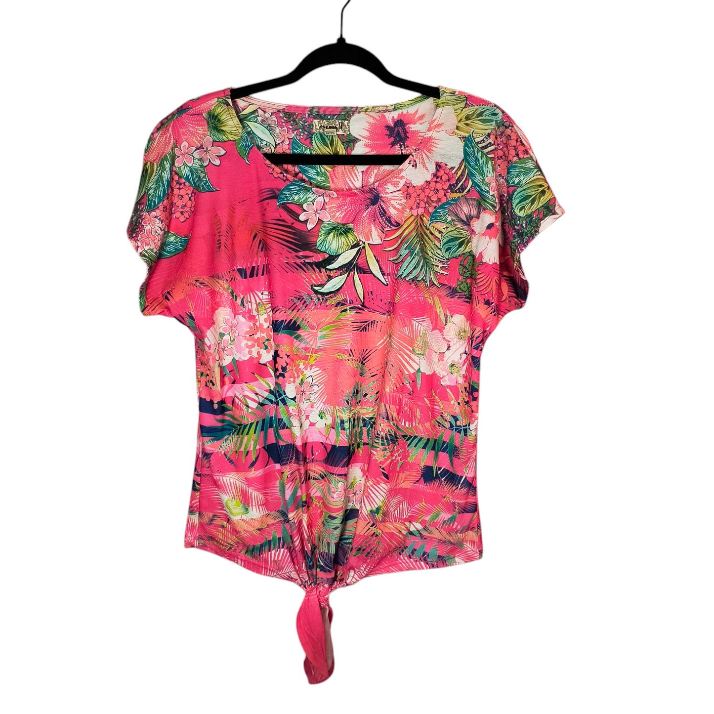 One world pink tropical top size medium