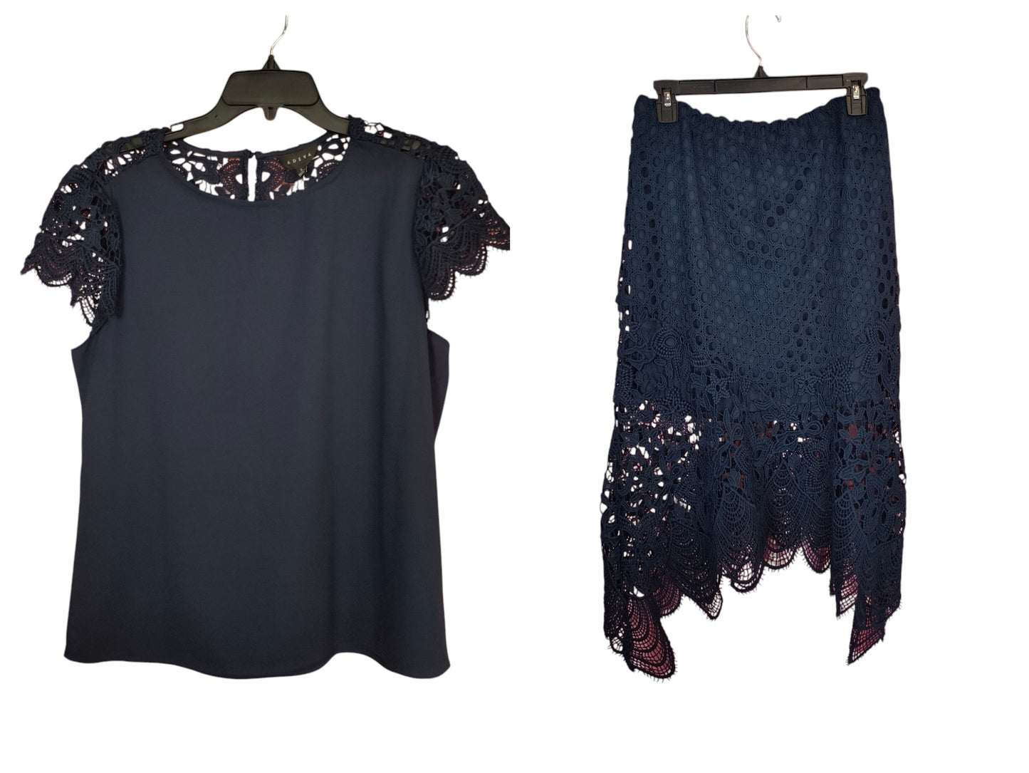 Adiva navy blue skirt set top Large skirt medium
