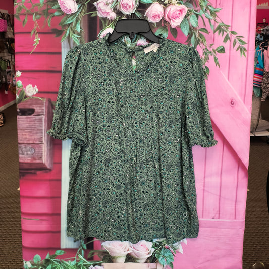 Loft green floral top M 7/23/26