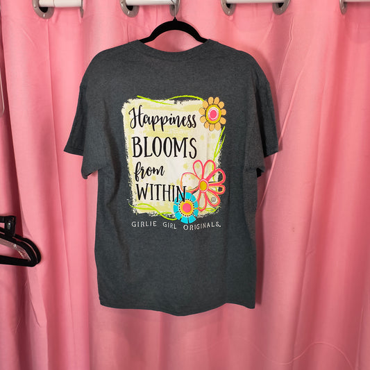 Girlie Girl Happiness Blooms From Within Short Sleeve T-Shirt Top L