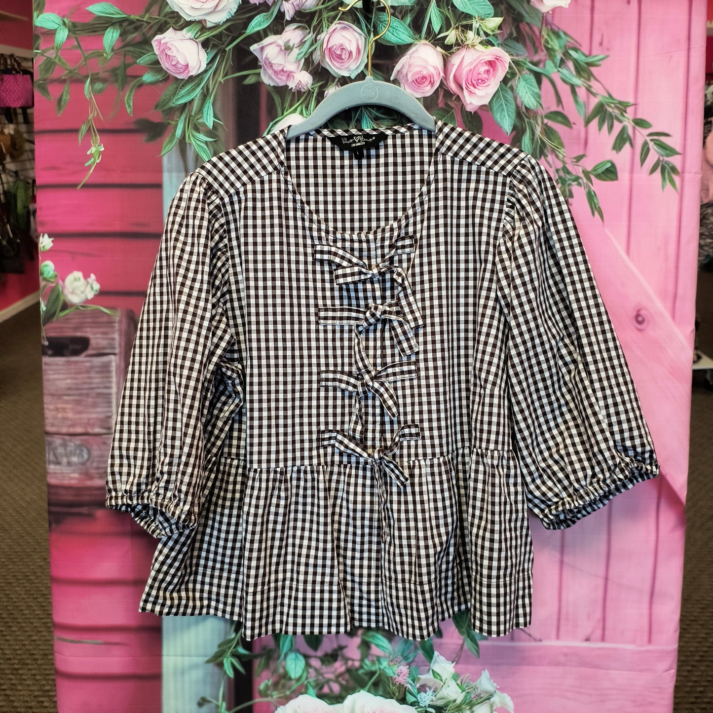 Velvet heart gingham top L 8/6/26