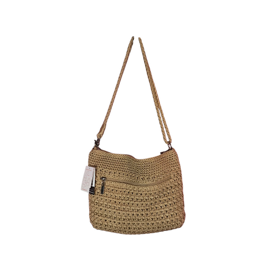 The Sak Crochet Tan Small Crossbody Shoulder Purse Bag