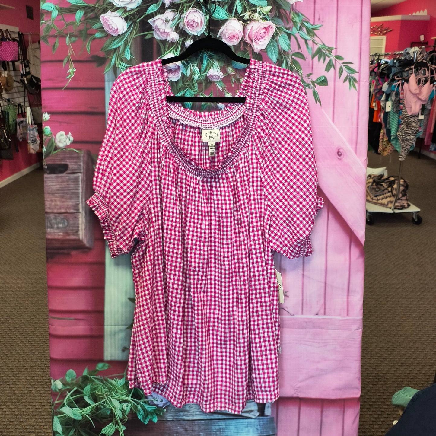 St. John's Bay Gingham Blouse 3X 8/6/26