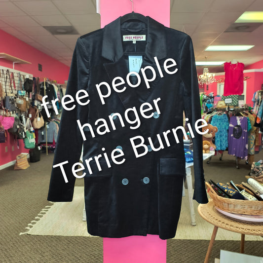 Free People Cosmo Velvet Double- Breasted Blazer Black Women's XS eBay