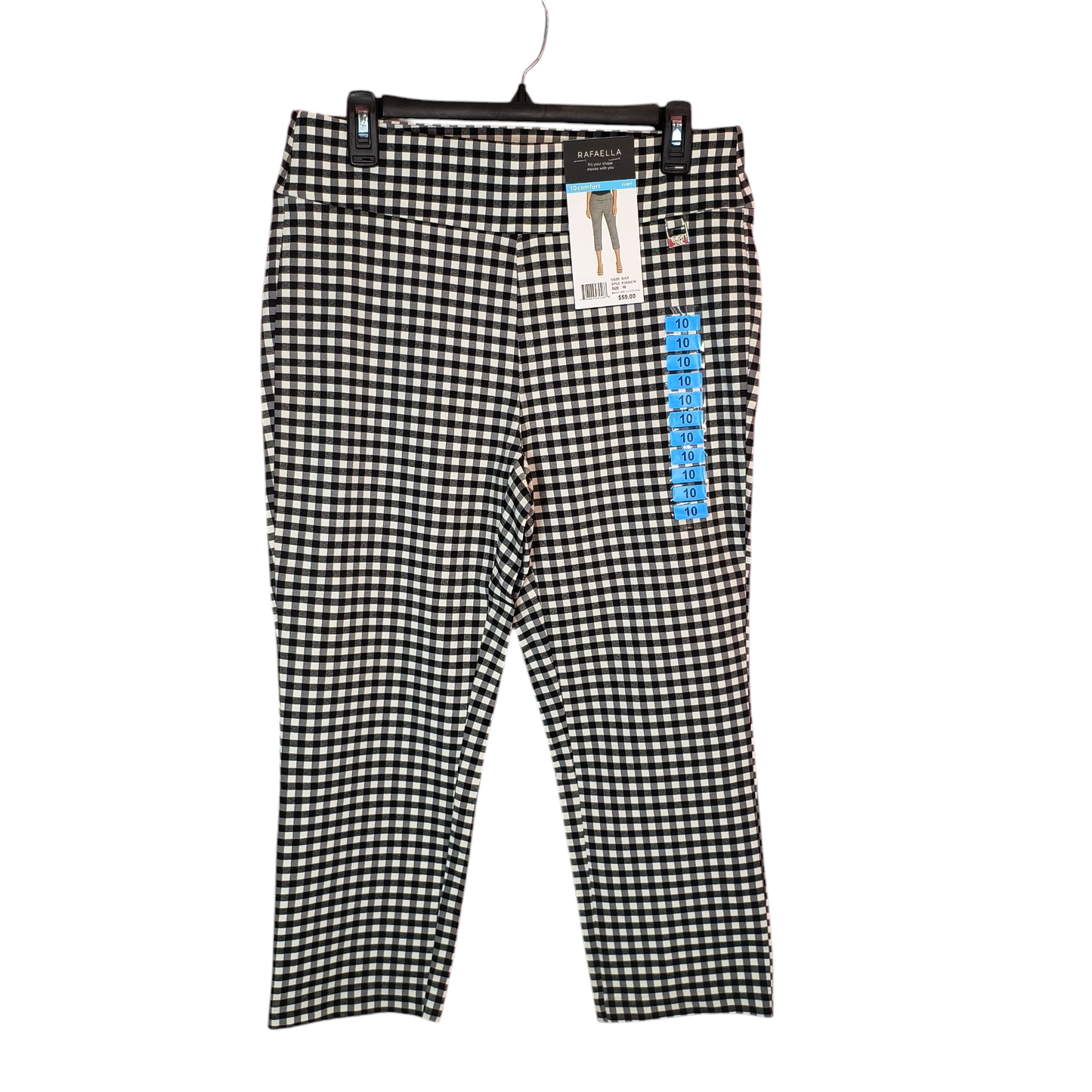 Rafaella black white checkered  Elastic Waistband Pull On Capri Size 10