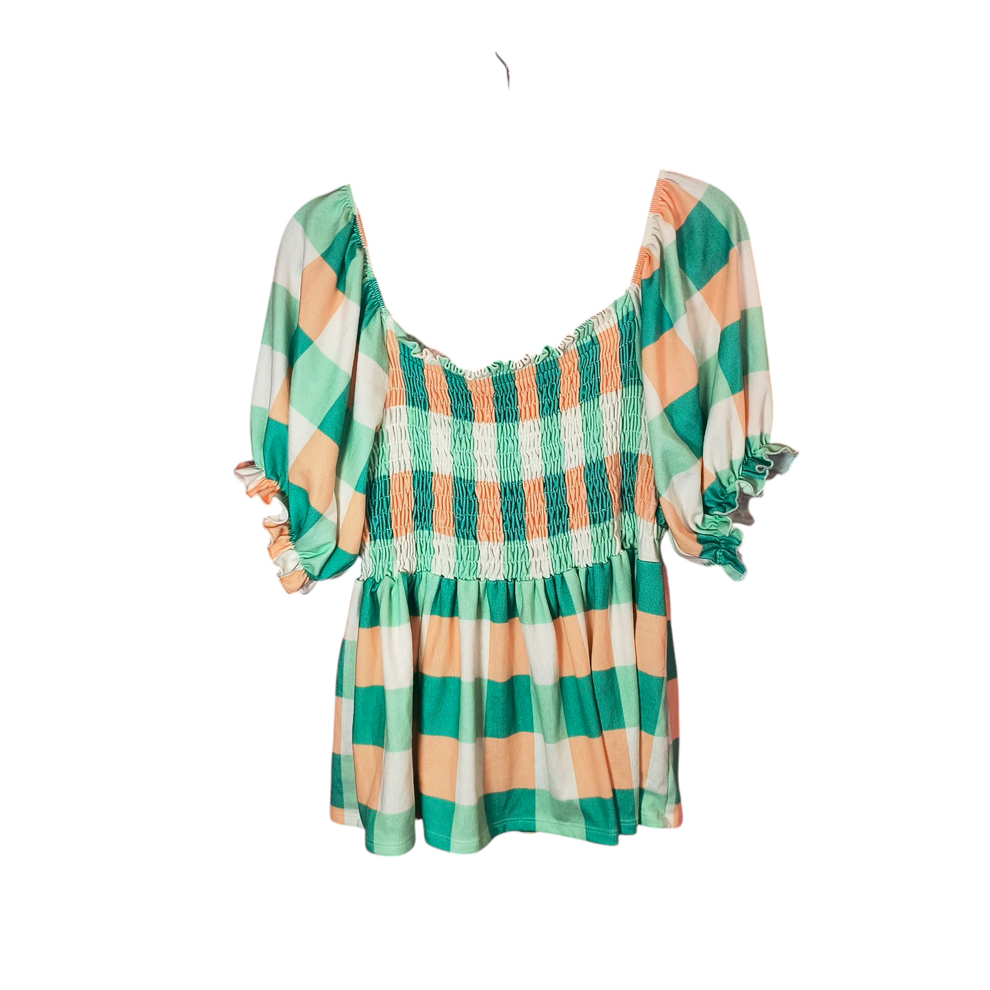 Bibi checkered print smocked top large