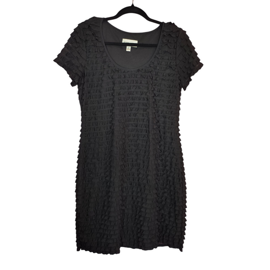 RONNI NICOLE sz 10 Stretch Tiered Ruffles Stretch Sheath Little Black Dress