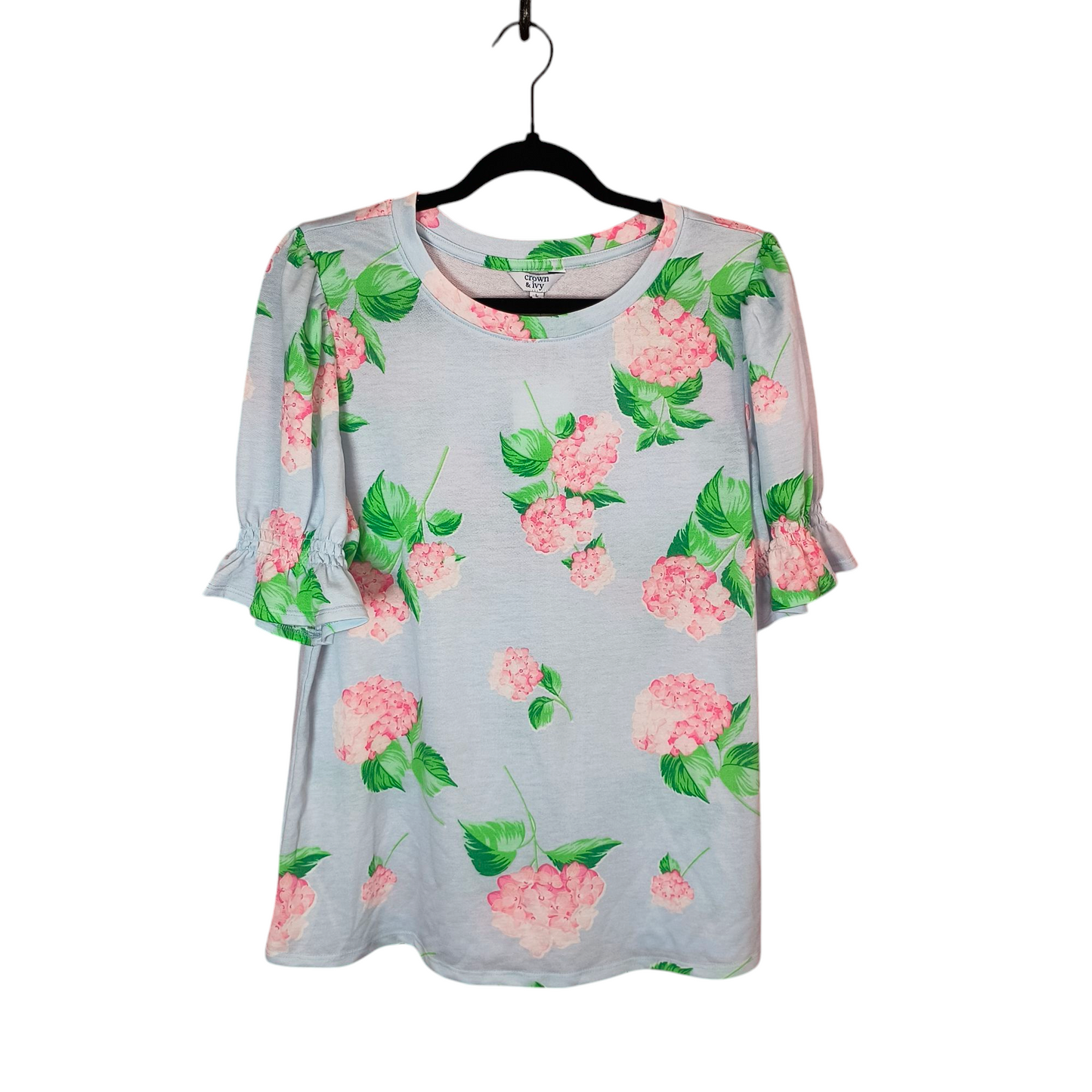 Crown & ivy blue & pink floral top large
