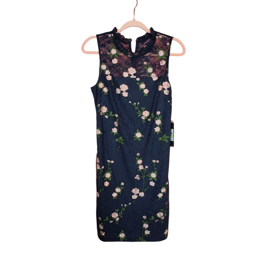 Karl Lagenfeld Paris blue Embroidery Dress Size 4 NWT